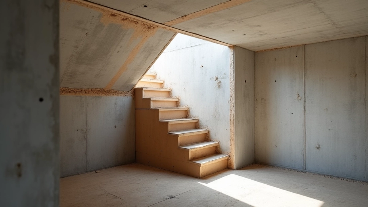 Montaż schodów strychowych w stropie betonowym