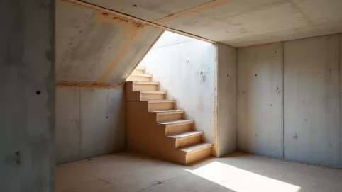 Montaż schodów strychowych w stropie betonowym